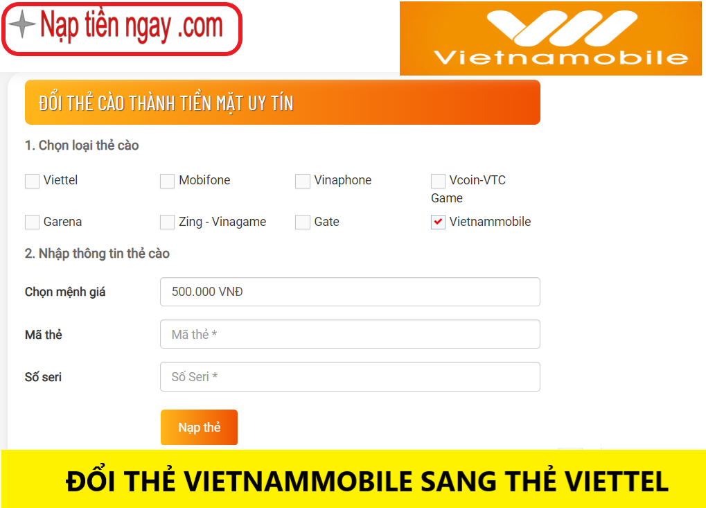 đổi thẻ vietnammobile sang thẻ khác